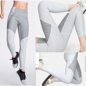 Outdoor Voices Grey Colorblock Mid Rise Leggings